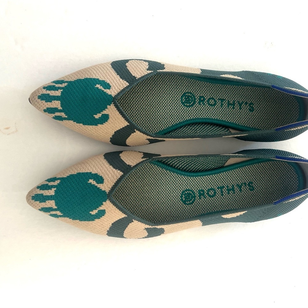 Rothy's the pointe Moroccan green rare patterned flats. - Picture 8 of 9
